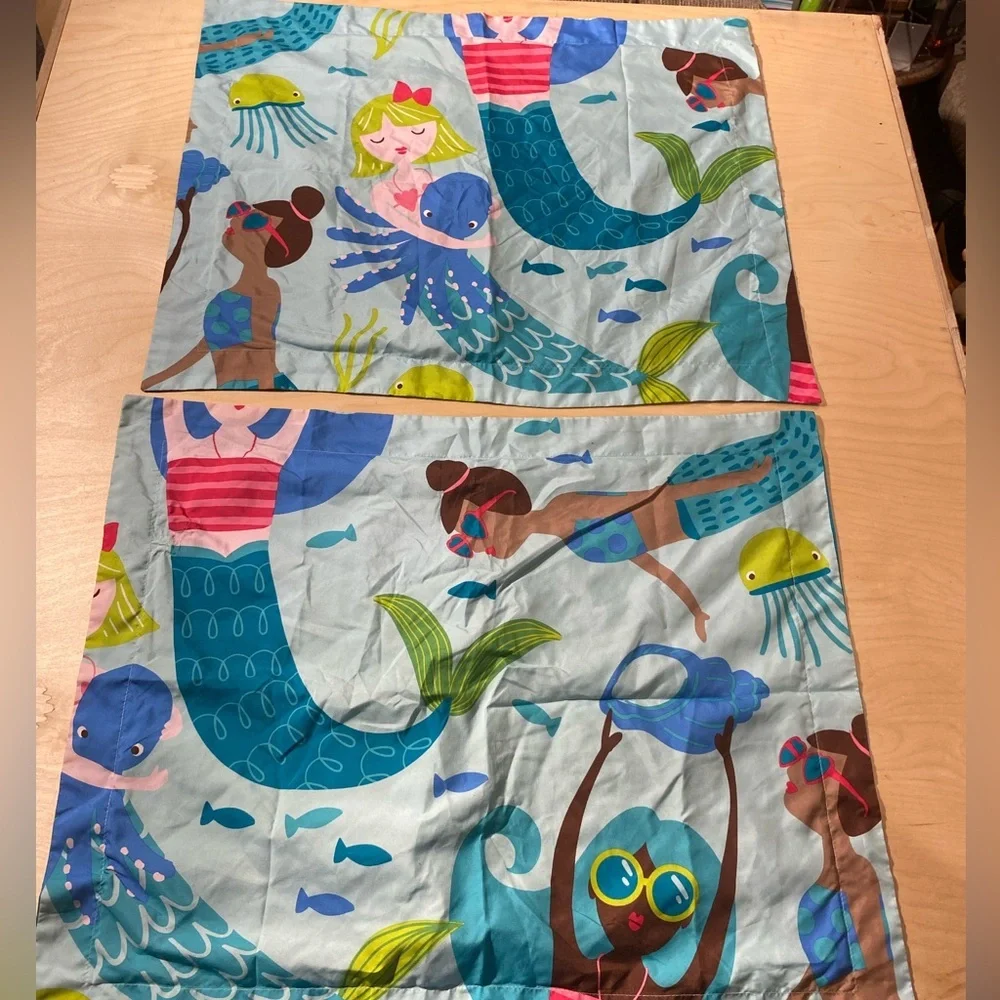 Mermaid and Sea Life Pillow Shams  Full Size (MO)